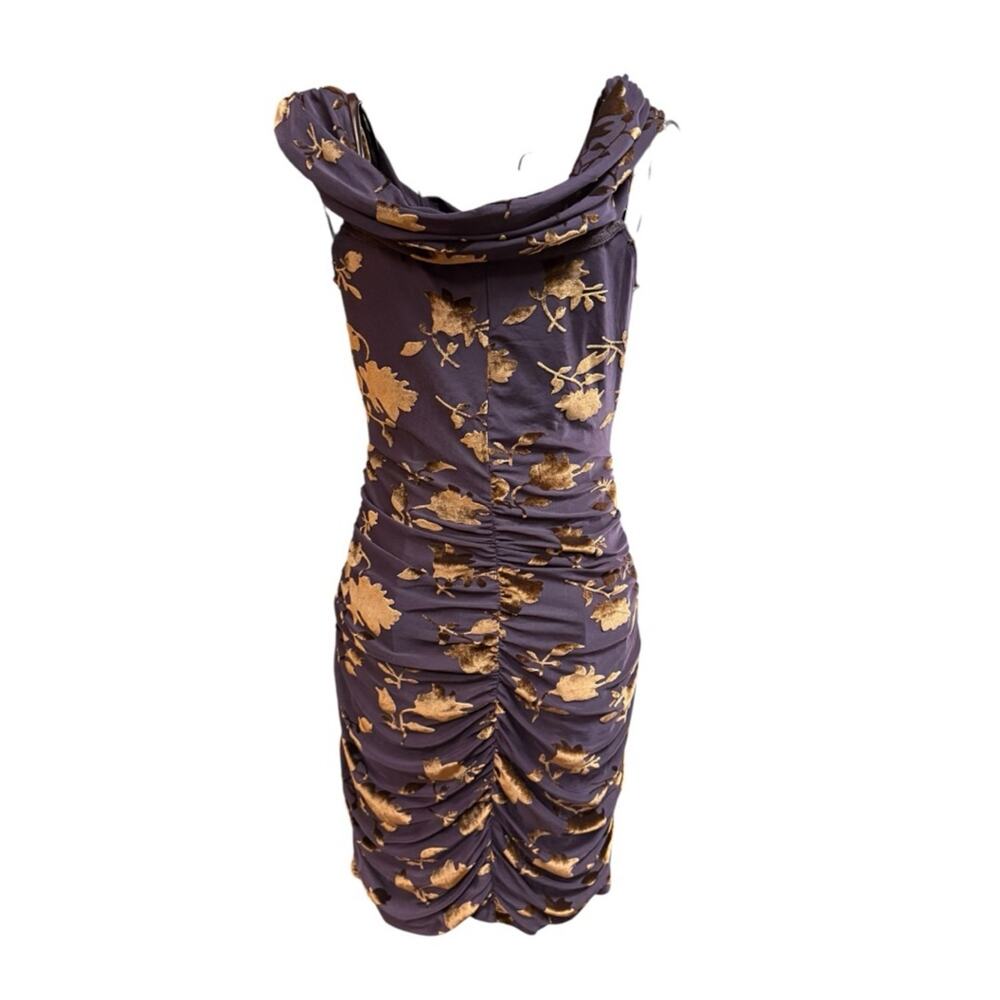 NWT Windsor Bodycon Sleeveless Brown Dress Gold Floral Velvet Burnout Y2K glam - Picture 4 of 7